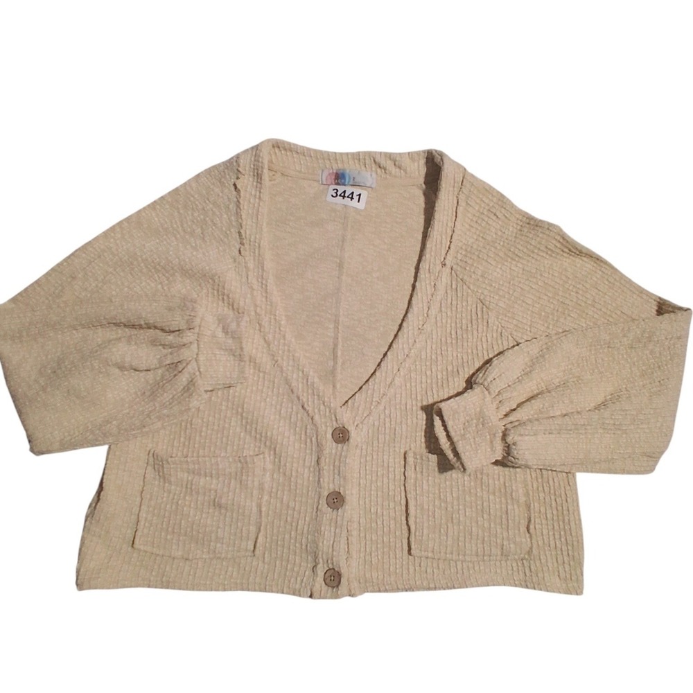 Free People Beach Ribbed Textured Womens Medium Oversized Slouchy Crop Cardigan